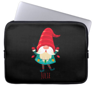 Julgnom håller julbelysning laptop fodral