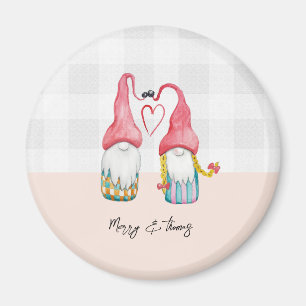 Julgnom i Kärlek Watercolor Monogrammed Magnet