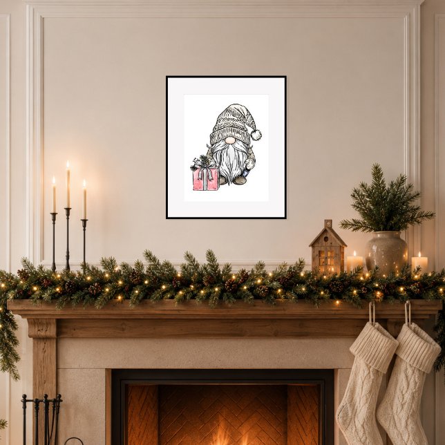 Julgnom med present poster (Bring quiet holiday charm to your home.)