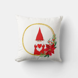 Julgnom på vit kastkudde kudde