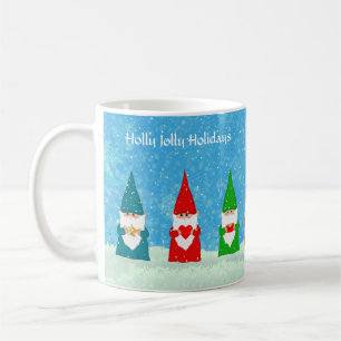 Julgnomar i färgglada klänningar & snö kaffemugg