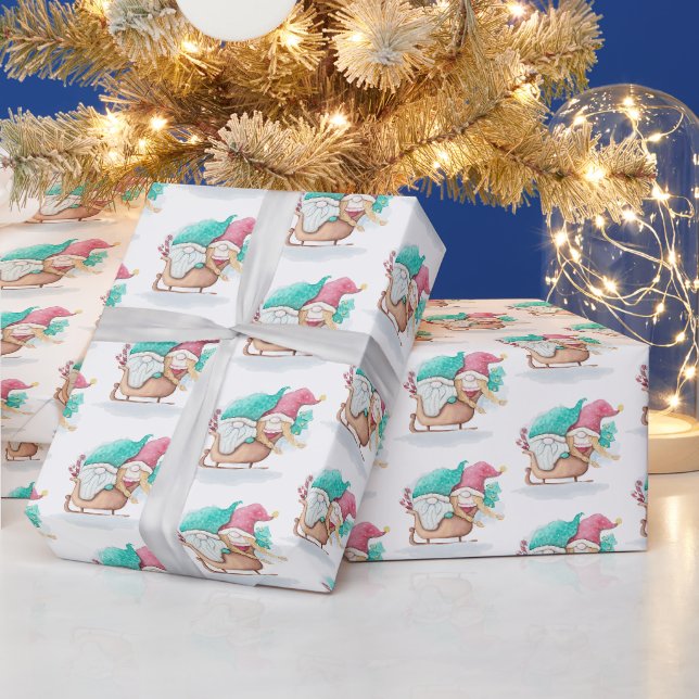 Julgnomar i släde presentpapper (Helgdagar)