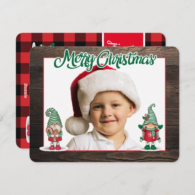 Julgnomar (lägg till ditt foto) vykort (Fram/baksida)