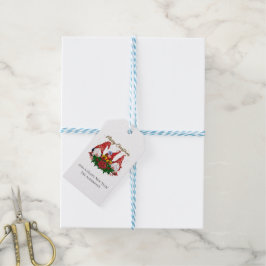 Julgnomar Poinsettia Whimsical Woodland Presentetikett