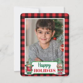 Julgnomar rutigt (lägg till ditt foto) ca julkort