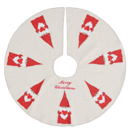 Julgnomar & snöflingor på elfenben julgransmatta borstad polyester