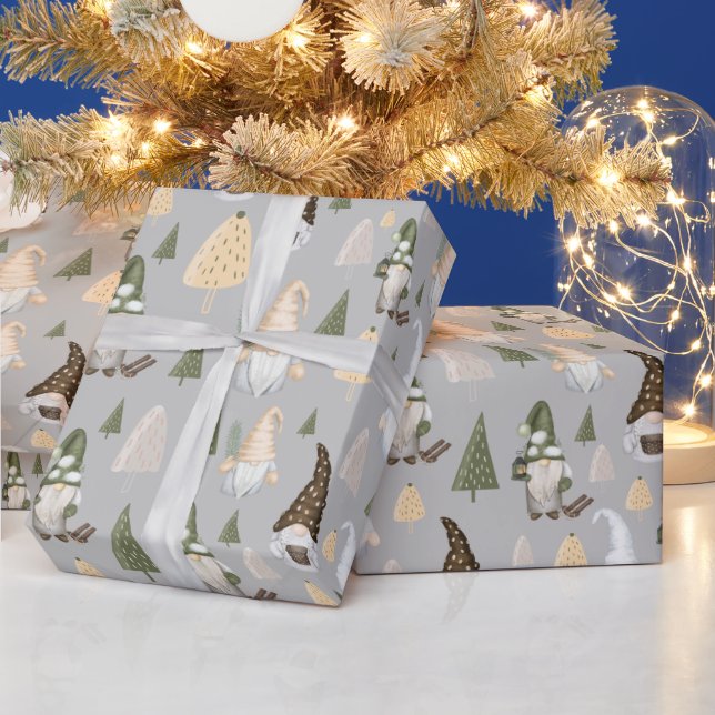 Julgnomar Vinter Grå Inpackningspapper Presentpapper (Helgdagar)