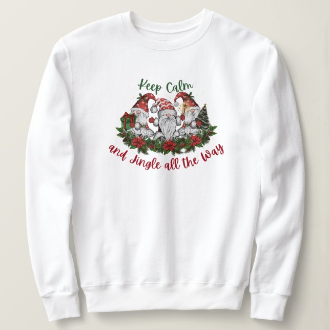 Julgnomer behålla lugn och jingel hela vägen t shirt (Design framsida)