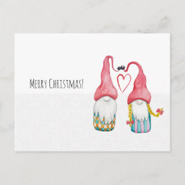 Julgnomer i Kärlek Vattenfärg Hand-målad Helg Vykort
