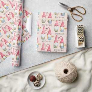 Julgnomer i Kärlek Vattenfärg Hand-målad Presentpapper