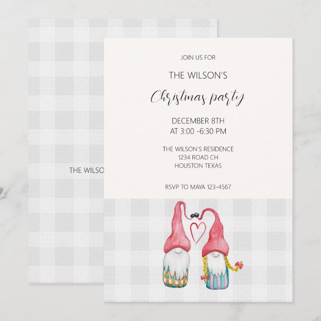 Julgnomer i Kärlek Watercolor Monogrammed (Fram/baksida)