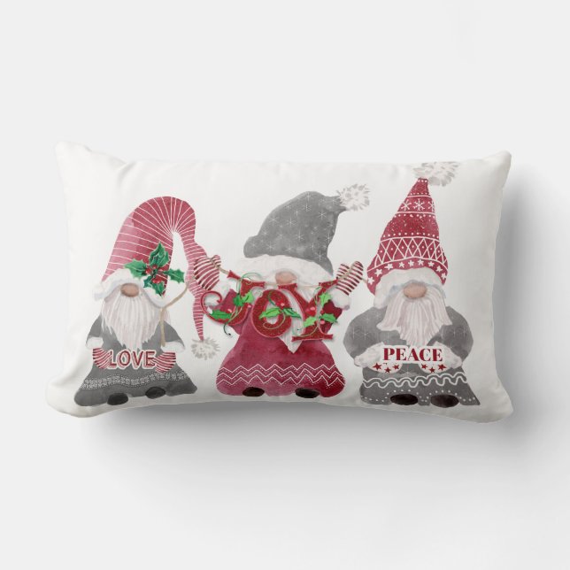 Julgnomes Kärlek Joy Peace Typography Lumbarkudde (Framsida)