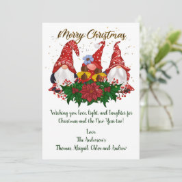 Julgnomes Poinsettia Trendig Julkort