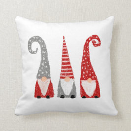 Julgnomes Scandinavian Red Grått White Kudde