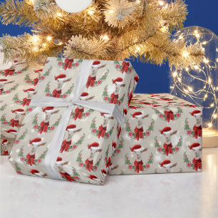 Julgoat Kid i Santa Hat och Scarf Guld Presentpapper