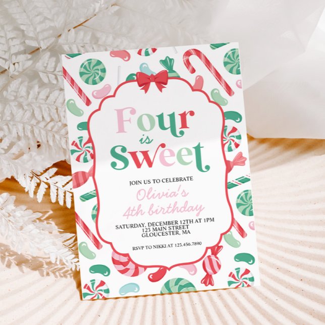 Julgodis 4 är Sweet 4e födelsedagen Inbjudningar (Skapare uppladdad)