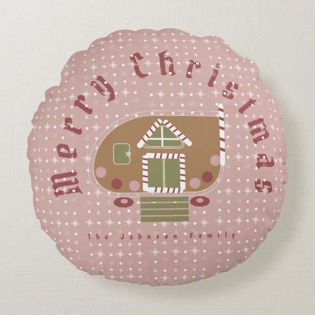 Julgodis Kamphytte Semester Rund Kudde (Framsidan)