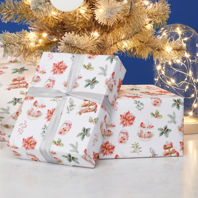 Julgodis och röda blad presentpapper (Helgdagar)