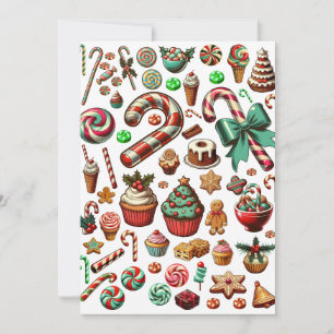 Julgodis och söta gods clipart julkort