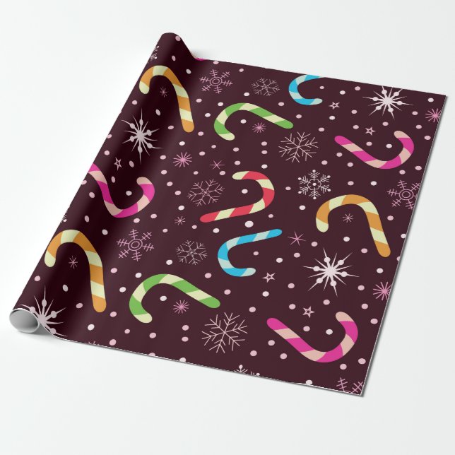 Julgodis, sockar och snöflingor mönster presentpapper (Utrullad)