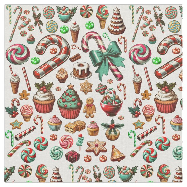 Julgodis Sötprat Desserts Art Tyg (Närbild)