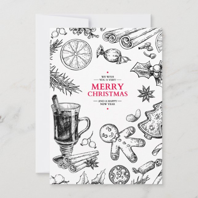 Julgodis vintage ritning. Xmas semester Julkort (Framsida)