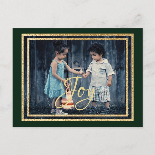 Julgolder//Grönt Bläck Inbjudan Vykort (Framsida)