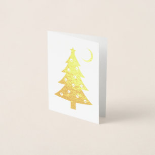 Julgrå Helgdag-kort för Träd Folierat Kort