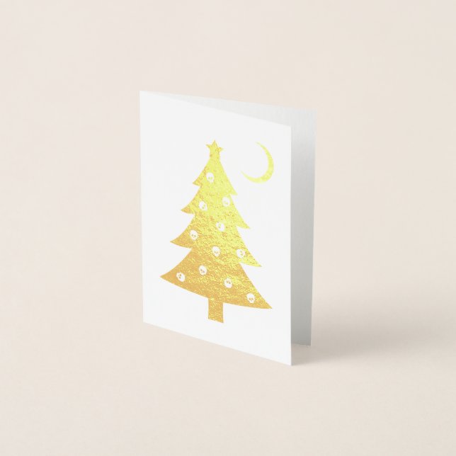 Julgrå Helgdag-kort för Träd Folierat Kort (Framsida)