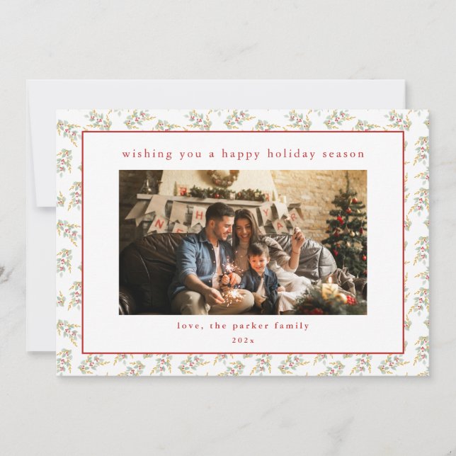 Julgrå julkort, Helgdag med foto Julkort (Framsida)