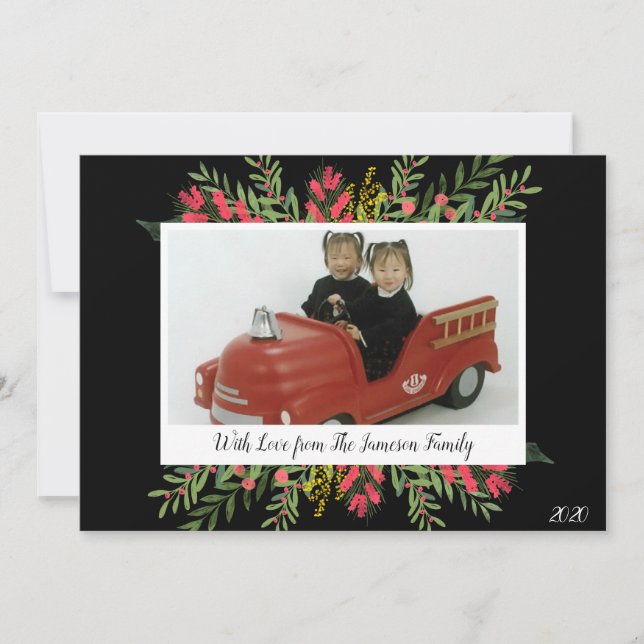 Julgrå- och blomsterkort, Helgdag Julkort (Framsida)