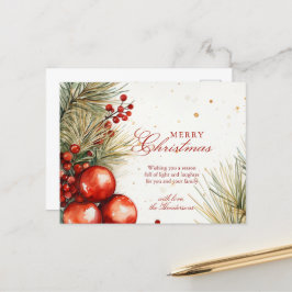 Julgrå och prydnadsföremål helg vykort