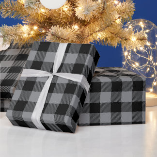 Julgrå och svart Buffalo-ruta Presentpapper