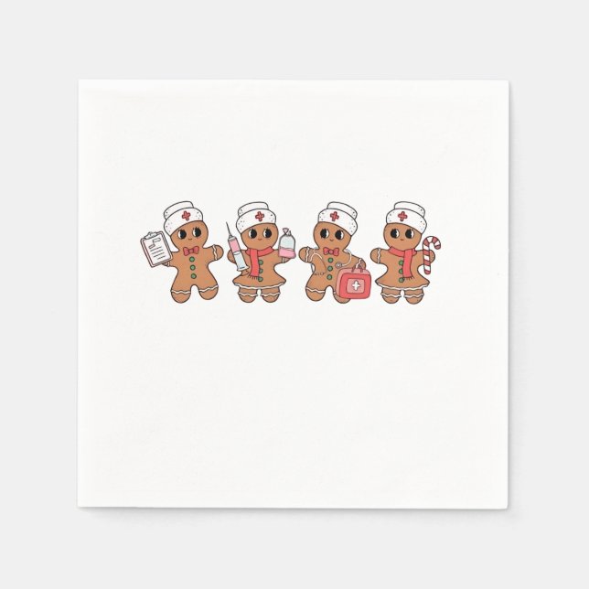 Julgrå Santa Gingerbrows Nursing Squad Pappersservett (Framsidan)