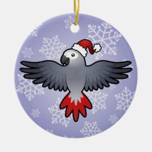 Julgråafrika (mellanstor fågel) julgransprydnad keramik