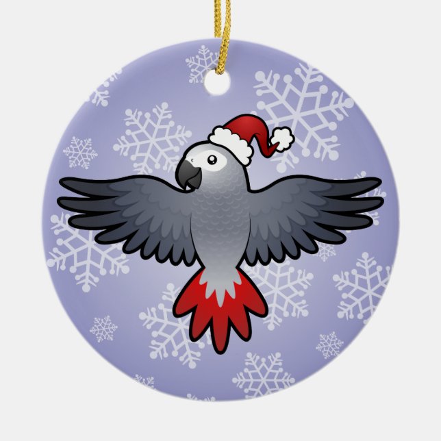 Julgråafrika (mellanstor fågel) julgransprydnad keramik (Framsidan)