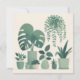 Julgrädda Gröntar - krukväxter Julkort