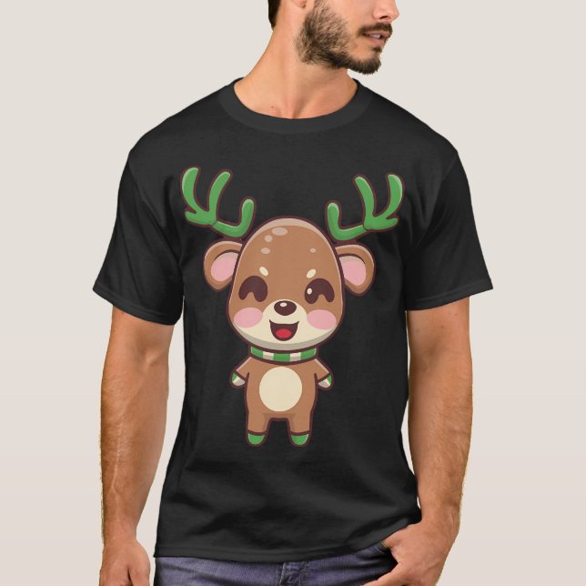 Julgrädda Reindeer Crew T Shirt (Framsida)
