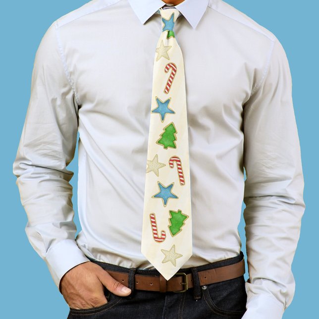 Julgrädddiskar Enkel vismisk nybörjare Slips (Christmas holiday cookies pattern neck tie)