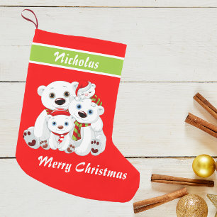 Julgräddfamiljen Bear Red Liten Julstrumpa