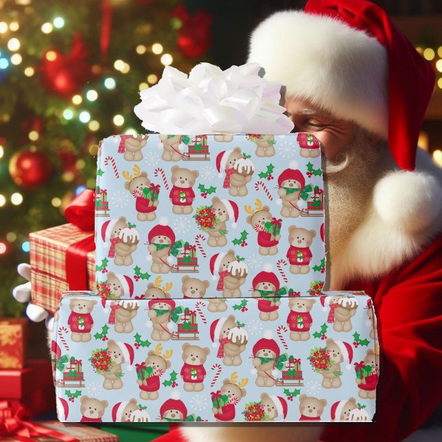 JulgräddNallar Holly-Polkagrisar Presentpapper (Skapare uppladdad)