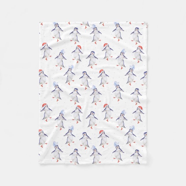Julgräddningen Dancing Penguins Fleecefilt (Framsidan)
