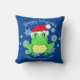 Julgräddningen Frog Santa Hat Novelty Blue Kudde