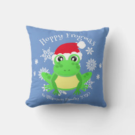 Julgräddningen Frog Santa Hat Novelty Blue Kudde