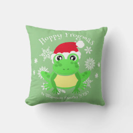 Julgräddningen Frog Santa Hat Novelty Grönt Kudde