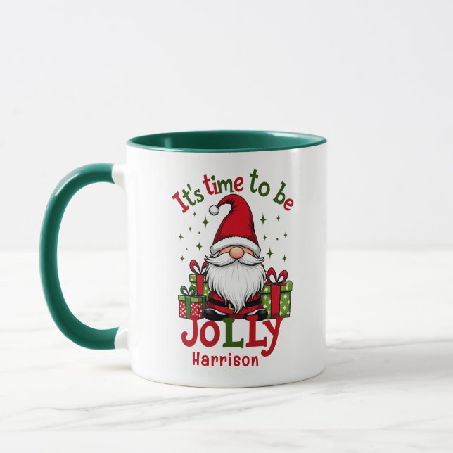 Julgräddningen Jolly Santa Personlig Namn Mugg (Vänster)