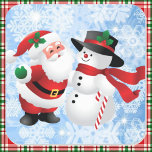 Julgräddningen Jultomten och Snögubbe 20 Fyrkantigt Klistermärke<br><div class="desc">Jul Cute Jultomten och Snögubbe 20 Square Sticker</div>