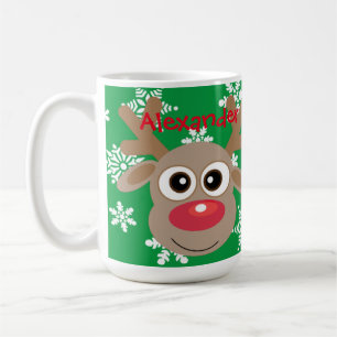 Julgräddningen Reindeer Tecknad Snowflake Grönt Kaffemugg