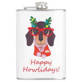 Julgräddningen Rolig hund Dachshund Howlidays 8 oz Fickplunta
