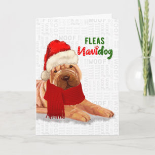 Julgräddtun Shar Pei Fleas NaviDOG Helgkort